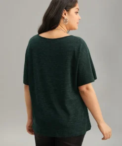 Solid Heather V Neck Dolman Sleeve T-shirt -Clothing Shop 941321137 jj