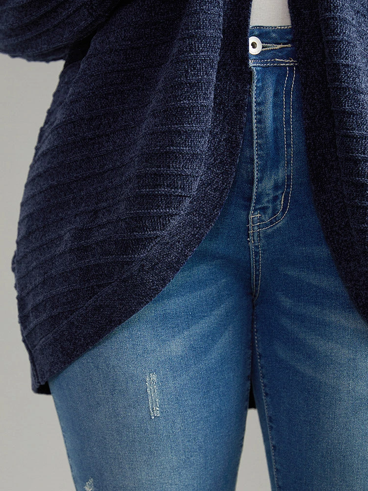 Plain Textured Dolman Sleeve Arc Hem Cardigan 10 Plain Textured Dolman Sleeve Arc Hem Cardigan - Image 8