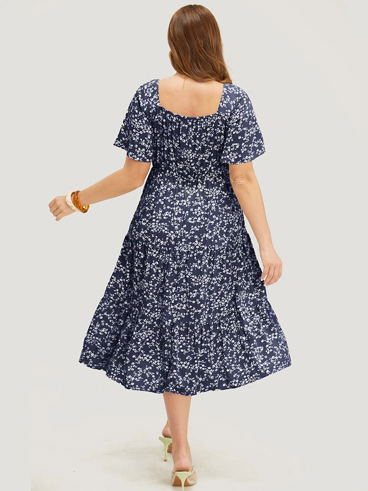 Ditsy Floral Drawstring Ruched Pocket Ruffle Tiered Dress 21 Ditsy Floral Drawstring Ruched Pocket Ruffle Tiered Dress - Image 19