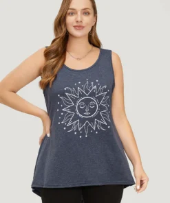 Sun Print High Low Hem Tank Top -Clothing Shop 94332892 fe