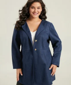 Plain Pleated Metal Detail Jacket -Clothing Shop 943638471 oc