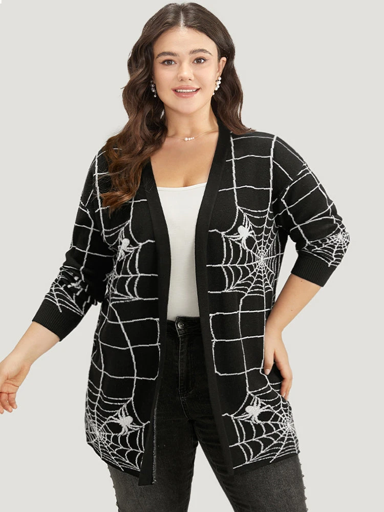 Halloween Supersoft Essentials Spider Web Print Open Front Cardigan 5 Halloween Supersoft Essentials Spider Web Print Open Front Cardigan - Image 3