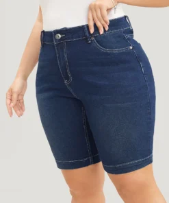 Very Stretchy High Rise Dark Wash Denim Shorts -Clothing Shop 944589426 zl