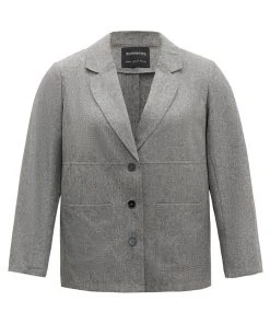 Solid Suit Collar Patched Pocket Blazer -Clothing Shop 946400938 ty