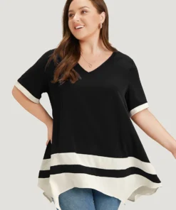 Anti-Wrinkle Two Tone Hanky Hem Blouse 40 Anti-Wrinkle Two Tone Hanky Hem Blouse -Clothing Shop 946571399 no e462f5d0 507f 437d bcb1 ea2053930e4c