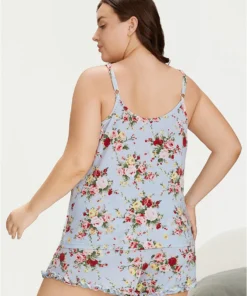 Floral Print Crew Neck Sleep Cami Top -Clothing Shop 94667117 ip