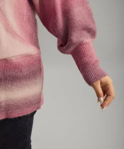 Ombre Surplice Neck Elastic Hem Pullover -Clothing Shop 946834801 fg