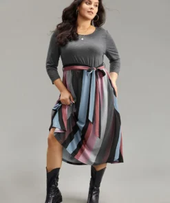 Striped Contrast Patchwork Belted Dress -Clothing Shop 947084630 me 7d32e2d1 c889 49c1 b09e cd8da18fc49f