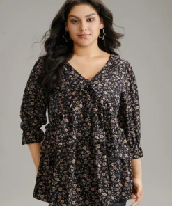 Ditsy Floral Tiered Ruffles Gathered Blouse -Clothing Shop 947622901 va bde340ff 002f 44ab b441 bcea52d45df9