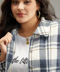 Plaid Lapel Collar Metal Detail Pocket Shacket -Clothing Shop 948025659 lu 3ca972ff 640c 47da 9b14 043c748ae72b