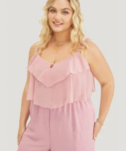 Solid Ruffle Trim Pocket Split Hem Keyhole Cami Jumpsuit 16 Solid Ruffle Trim Pocket Split Hem Keyhole Cami Jumpsuit -Clothing Shop 948110810 lk