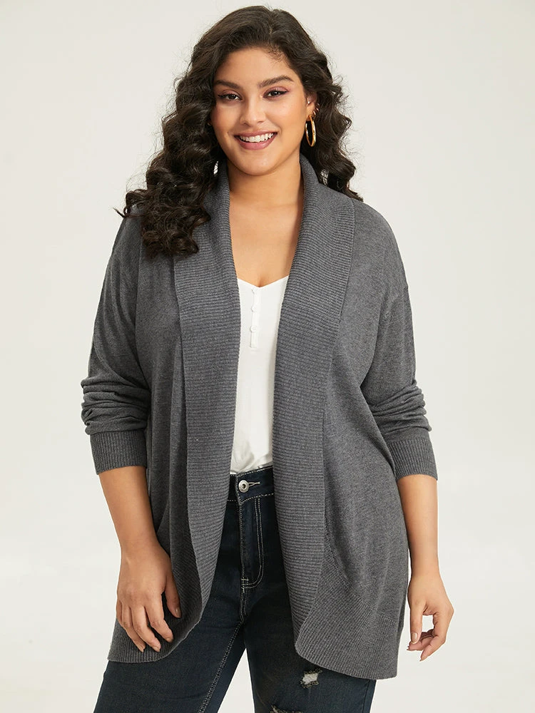 Supersoft Essentials Plain Texture Arc Hem Cardigan 5 Supersoft Essentials Plain Texture Arc Hem Cardigan - Image 3