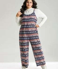 Snowflake Graphic Pocket Overall Cami Jumpsuit -Clothing Shop 949044491 pg