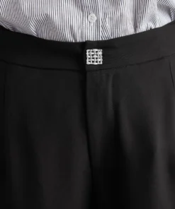 Plain Metal Detail Pocket Wide Leg Pants -Clothing Shop 949393854 nh