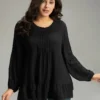 Seam Detail Frill Trim Layered Blouse