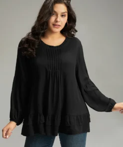 Seam Detail Frill Trim Layered Blouse