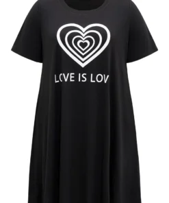 Supersoft Essentials Heart & Letter Pocket Crew Neck Dress -Clothing Shop 94975928 ts