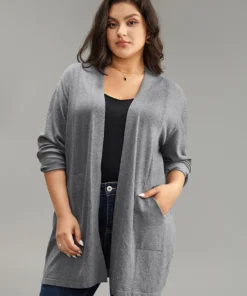 Supersoft Essentials Solid Loose Patched Pocket Cardigan -Clothing Shop 949792030 dt