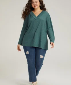 Plain Heather Pleated V Neck T-shirt -Clothing Shop 949855423 tb f913c022 6b12 45c3 916e ca4c56e093e7