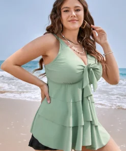 Knotted Front Ruffle Tiered Tankini Top -Clothing Shop 950463624 te eb592046 1b1e 4729 b0b3 7fe98b409a71