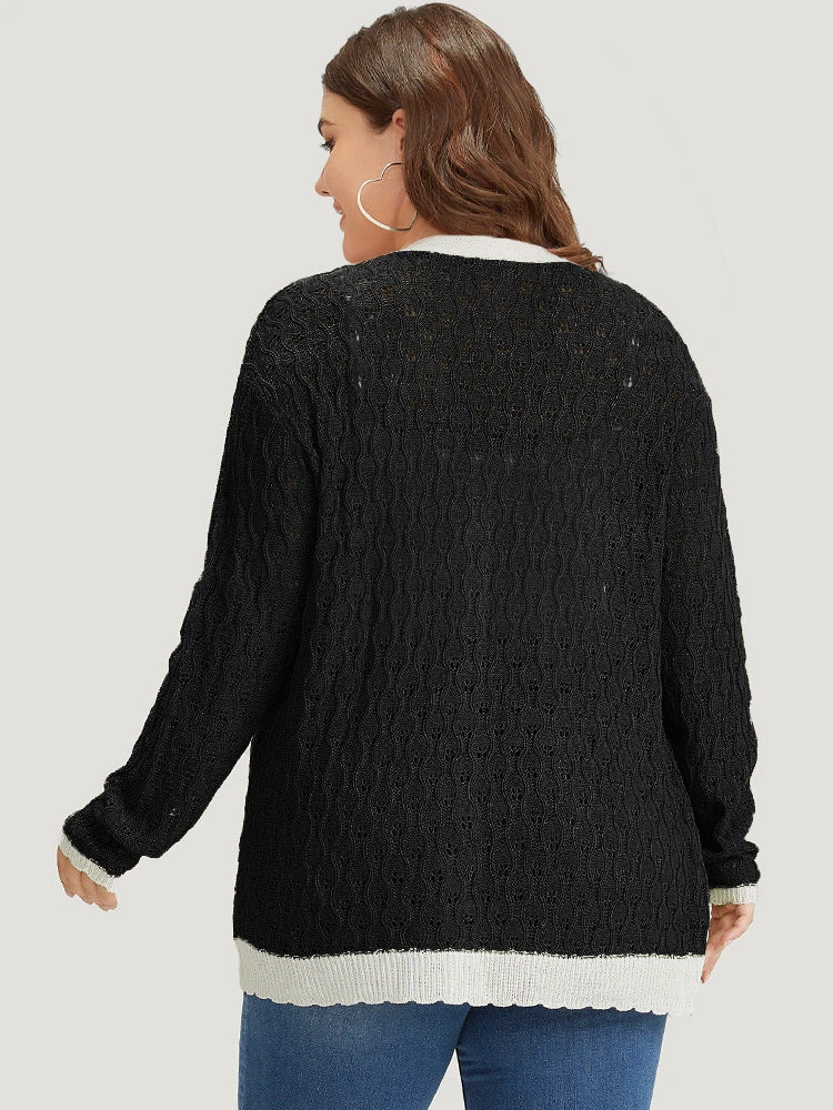 Two Tone Patchwork Cut Out Button Down Cardigan 14 Two Tone Patchwork Cut Out Button Down Cardigan - Image 12