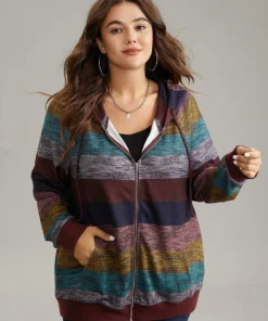 Heather Colorblock Contrast Pocket Hooded Sweatshirt