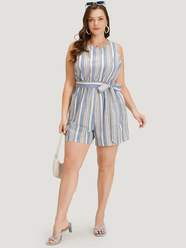 Striped Pocket Cut Out Knot Sleeveless Jumpsuit 5 Striped Pocket Cut Out Knot Sleeveless Jumpsuit - Image 3
