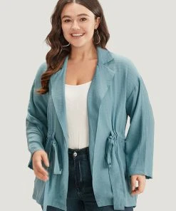 Anti-Wrinkle Plain Suit Collar Drawstring Ties Blazer -Clothing Shop 952506546 vt fc60547f 652b 4626 b8d2 5f2012a12fdd