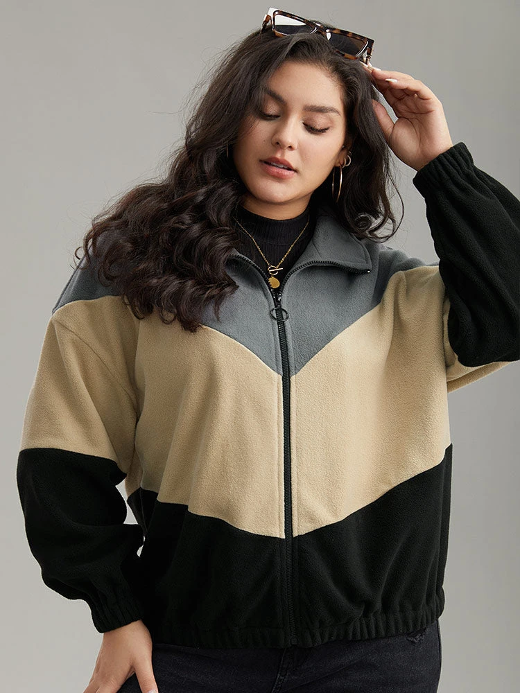 Colorblock Contrast Zipper Drop Shoulder Jacket 8 Colorblock Contrast Zipper Drop Shoulder Jacket - Image 6