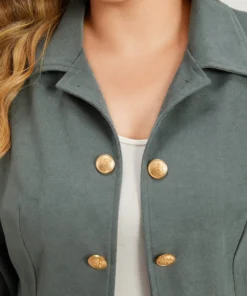 Plain Metal Button Detail Asymmetrical Hem Pleated Jacket -Clothing Shop 952650274 rv b63397dc 4bdf 4a00 8604 52a3c78c9189