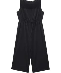 Solid Lace Mesh Pocket Sleeveless Jumpsuit -Clothing Shop 952763561 ie