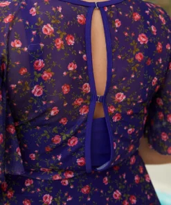 Ditsy Floral Ruffle Sleeve Cut Out Swim Dress -Clothing Shop 952937415 pk