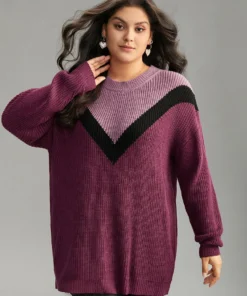 Colorblock Contrast Drop Shoulder Loose Pullover 12 Colorblock Contrast Drop Shoulder Loose Pullover -Clothing Shop 953536919 ej