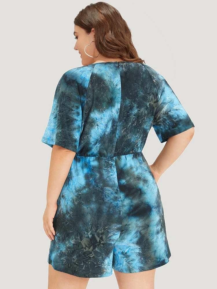 Tie Dye Button Up Ties Raglan Sleeve Jumpsuit 4 Tie Dye Button Up Ties Raglan Sleeve Jumpsuit - Image 2