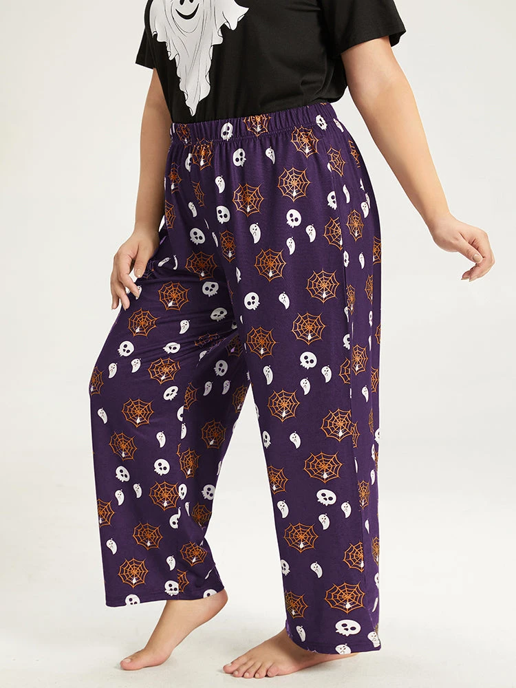 Halloween Skull & Spider Web Print Pocket Sleep Pants 13 Halloween Skull & Spider Web Print Pocket Sleep Pants - Image 11