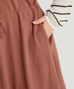 Plain Drawstring Pocket Metal Detail Suspender Skirt -Clothing Shop 953688468 vx