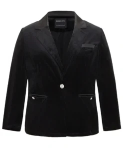 Velvet Buckle Detail Pocket Suit Collar Blazer -Clothing Shop 954318194 nt