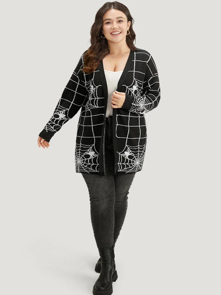 Halloween Supersoft Essentials Spider Web Print Open Front Cardigan 7 Halloween Supersoft Essentials Spider Web Print Open Front Cardigan - Image 5