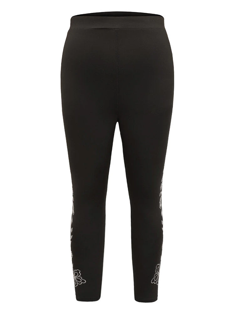 Floral Rhinestone Patchwork High Rise Leggings 8 Floral Rhinestone Patchwork High Rise Leggings - Image 6