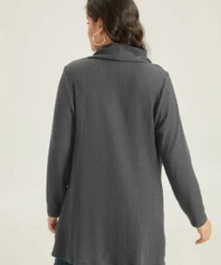 Waffle Knit Cowl Neck Wrap Hem T-shirt -Clothing Shop 954801315 rh 35713878 397a 4c37 89c1 56f924136dfe