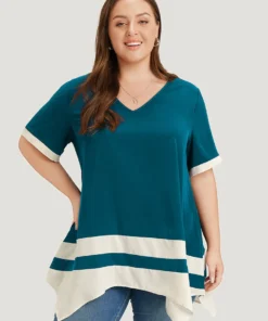 Anti-Wrinkle Two Tone Hanky Hem Blouse 34 Anti-Wrinkle Two Tone Hanky Hem Blouse -Clothing Shop 956978441 qb 2b744386 f7e5 40fc 968f d817f3dc89dc