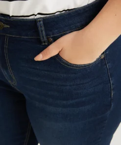 Plain Roll Hem Zipper Fly Jeans -Clothing Shop 957209062 mm