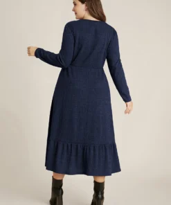 Solid Pocket Rib Knit Ruffle Hem Dress Without Belt -Clothing Shop 957874778 pg 5b5ed56a 8485 431d 8a14 013773c922e0