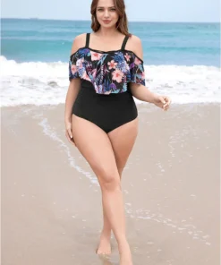 Floral Patchwork Asymmetrical Ruffle Trim Crisscross One Piece Swimsuit -Clothing Shop 958103899 rt d7f242a1 6a39 4fa5 9cba 12ae0b6e4434