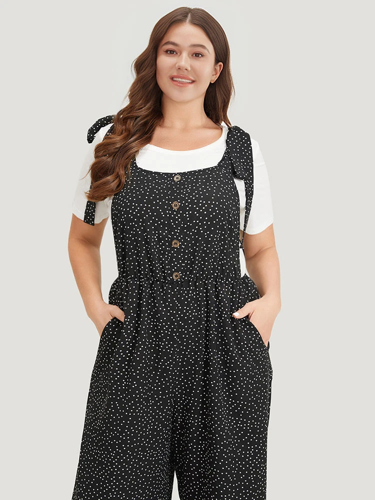 Polka Dot Pocket Button Detail Overall Jumpsuit 7 Polka Dot Pocket Button Detail Overall Jumpsuit - Image 5