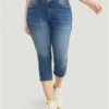 Very Stretchy High Rise Medium Wash Cropped Jeans