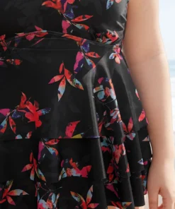 Floral Printed Ruffle Tiered A Line Tankini Top -Clothing Shop 958310319 ye