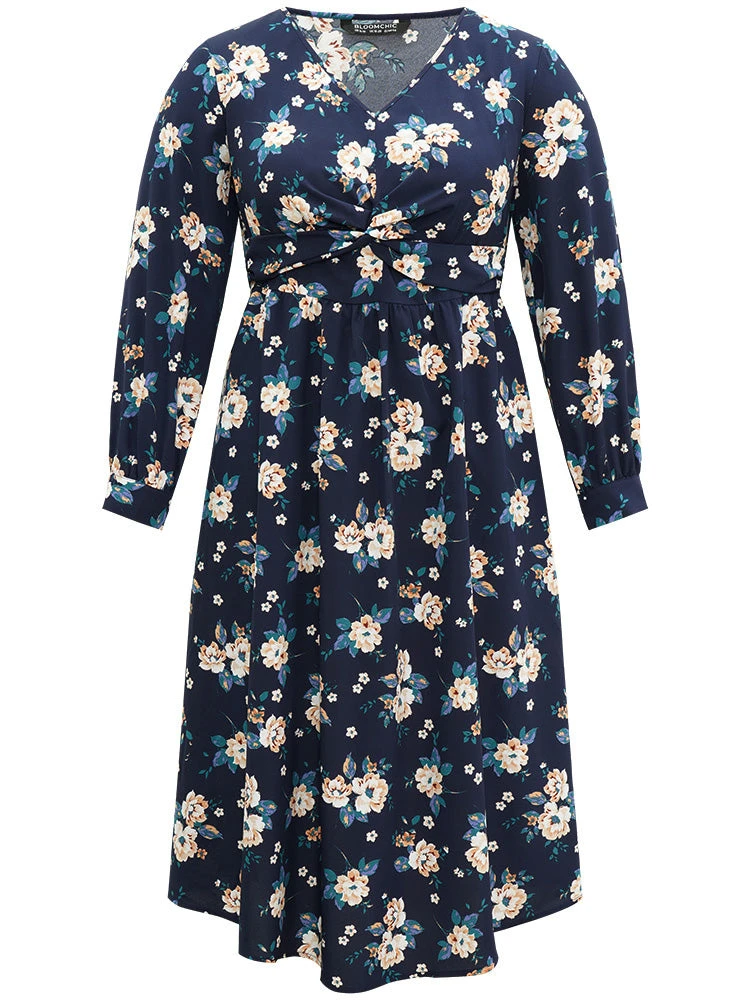 Floral Print Twist Front Pocket Midi Dress 9 Floral Print Twist Front Pocket Midi Dress - Image 7