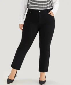 Plain Black Wash Zipper Fly Jeans