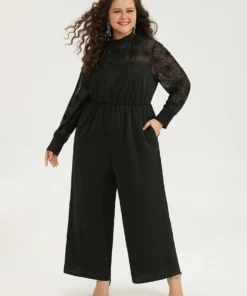 Halloween Anti-Wrinkle Spider Web Crochet Lace Mesh Jumpsuit -Clothing Shop 960559647 oa